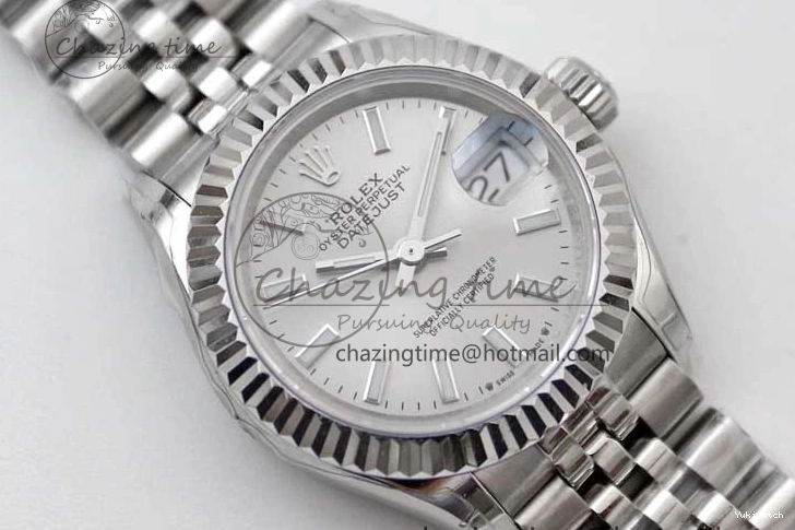 Dial Steel DateJust 28 SS Silver 1:1 NH05 Bracelet 904L on TWF President Best Lady Edition 0207